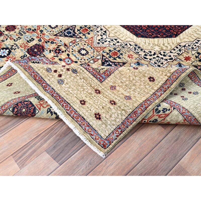 Shahbanu Rugs Flax Yellow Vegetable Dyes Soft Wool Hand Knotted 14th